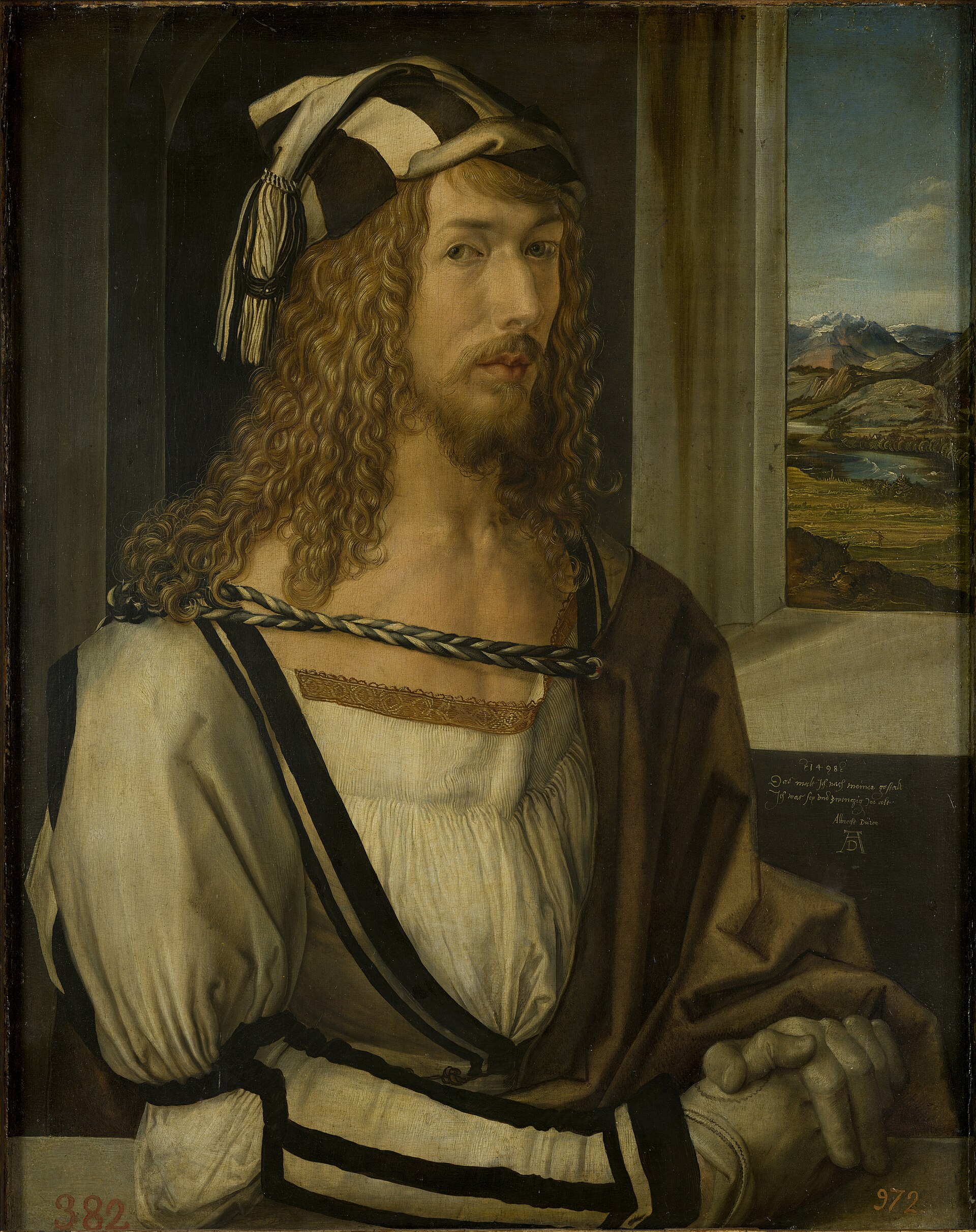 Albrecht Durer, Self-Portrait at 26 (1498), the first self-aware artist's self-portrait, Museo del Prado