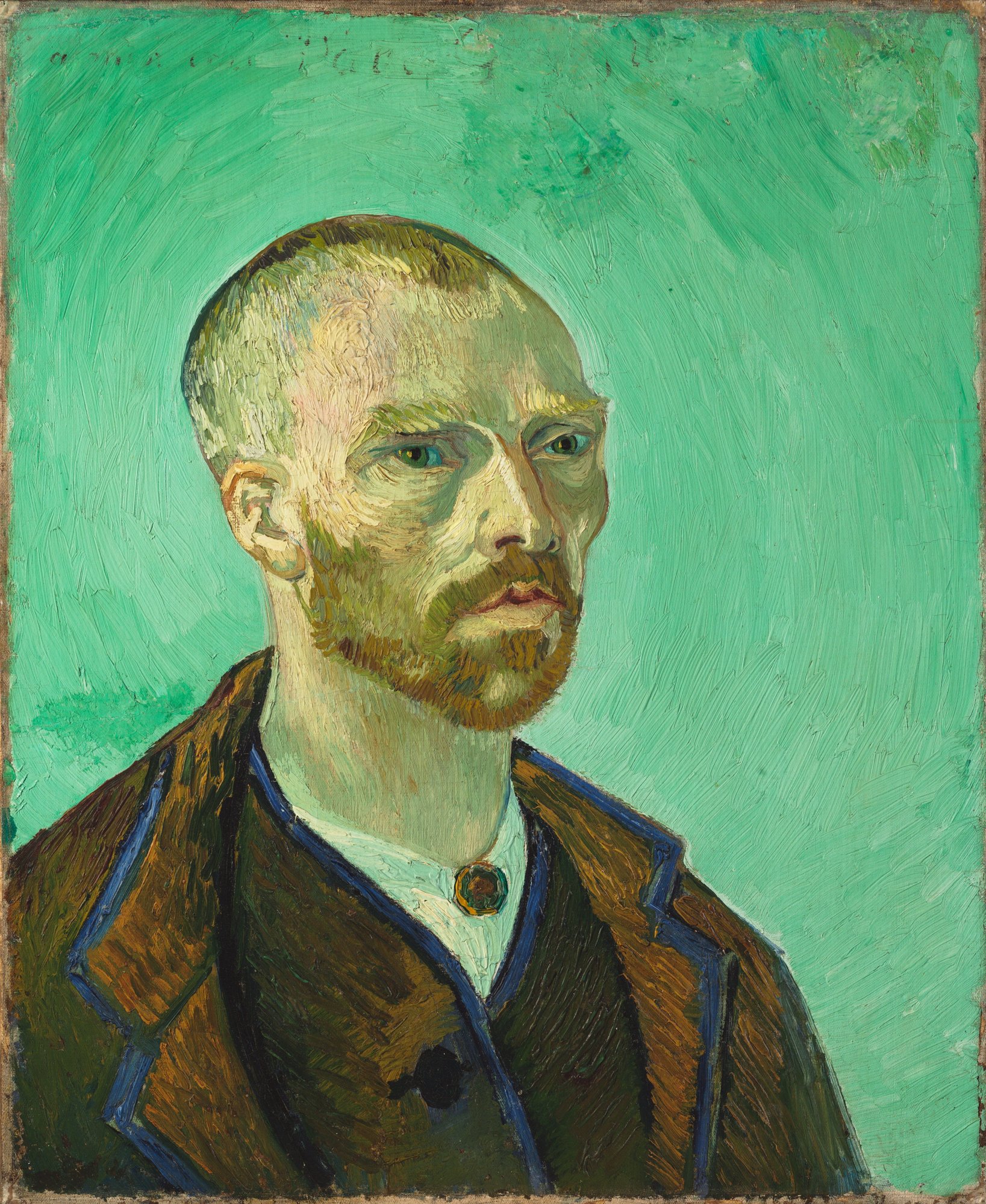 Vincent van Gogh's 1888 self portrait dedicated to Gauguin, painted in Arles a year before the Saint-Remy version that now hangs in the Musee d'Orsay